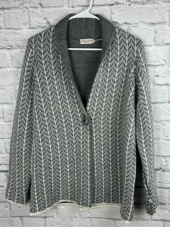 Bianca G Sweaters - Bianca G Made in Italy Gray Wool Blend Chevron Knit Cardigan Sweater M
